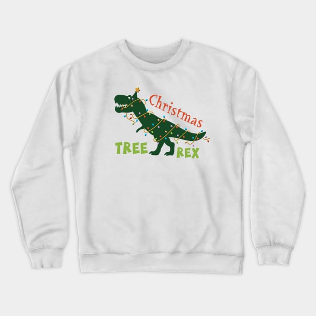 Funny Christmas Tree Rex Crewneck Sweatshirt by SoCoolDesigns